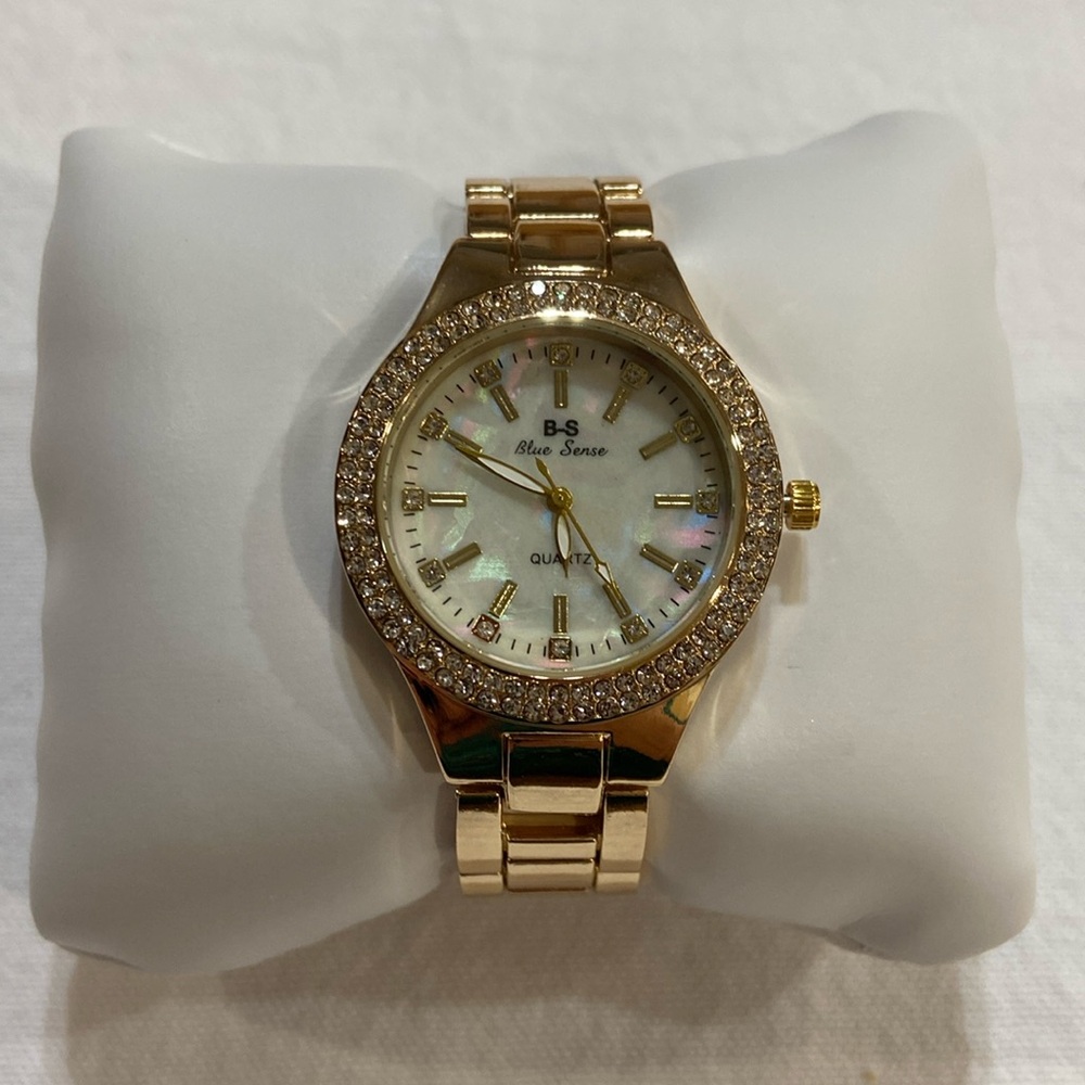 Blue Sense Watch w/white dial & stones